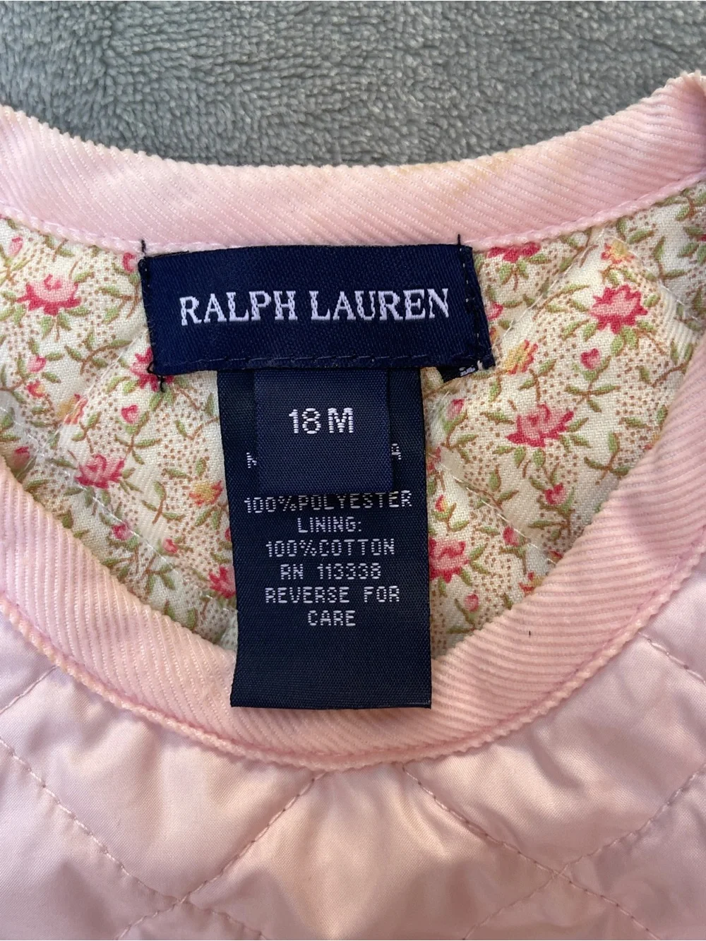 Polo Ralph Lauren Baby Pink Quilted dress preppy spring wedding guest 18m